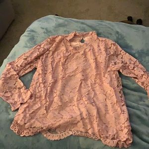 NWOT: Pink floral lace top